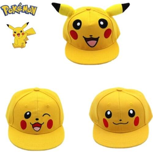 Pokemon Pikachu Cartoon Sunshade Parent-child Hat Cute Childrens Flat-brimmed Hat Breathable Adult Adjustable Baseball Cap