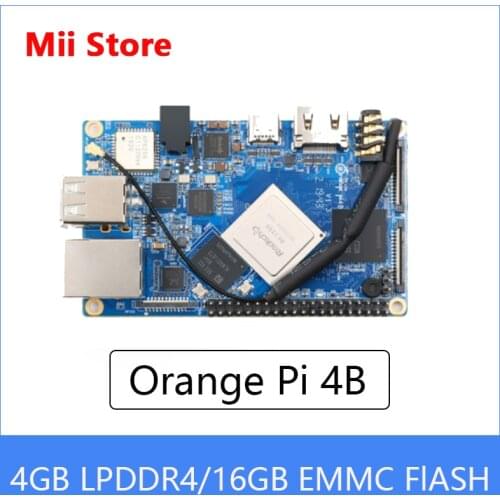 Orange Pi 4B Single Board Computer 6-Core ARM 64 Bit Motherboard Starter Built-in NPU Chip with Dual 4GB LPDDR4+16GB EMMC Flash