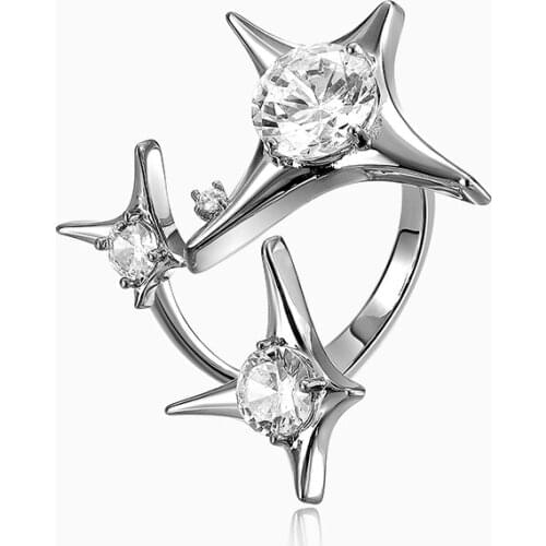 Original design fashion personality irregular star open ring light luxury temperament index finger ring female