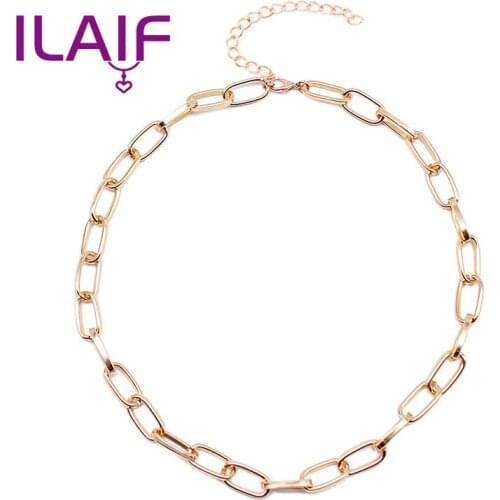 Net Red Same European And American Heavy Metal Necklace Retro Punk Short Thick Chain Clavicle Chain WomenS Fashion Collar