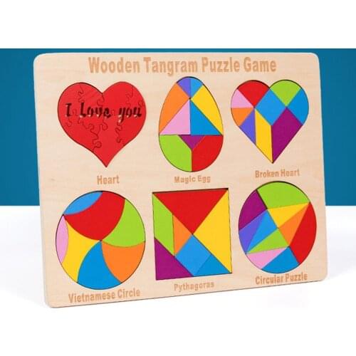 3D Puzzle Kids Wooden Colorful Tangram Jigsaw Puzzles DIY Intelligence Development Toy Children Intelligence Development Toy