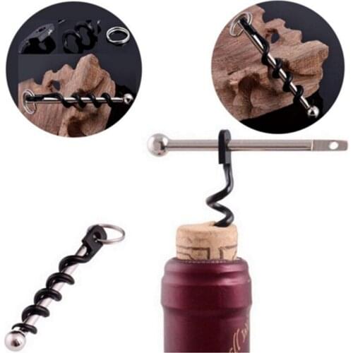 Portable Stainless Steel Red Wine Twist Stick Corkscrew Bottle Opener Keyring Camping Multifunctional Champagne Stopper
