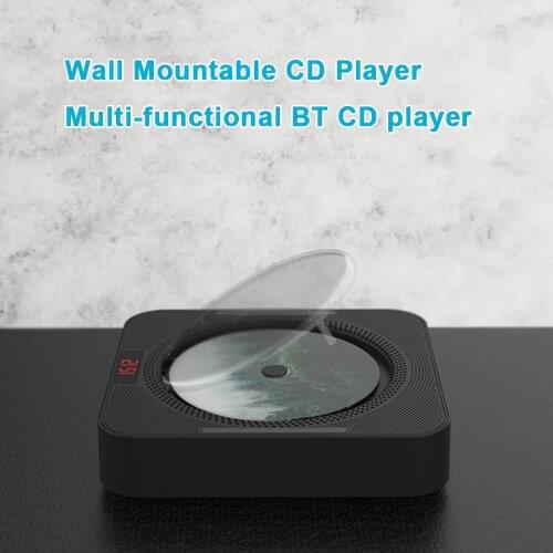 Portable CD Player Wall Mountable CD Music Player Bluetooth Remote Control FM Radio HiFi Speaker with USB 3.5mm LED Screen