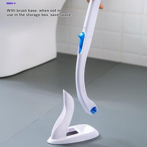 Toilet Brush With Stand Long Handle Cleaning Brush Replacement Brush Heads Comes With Cleaning Fluid Bathroom Cleaning Tools