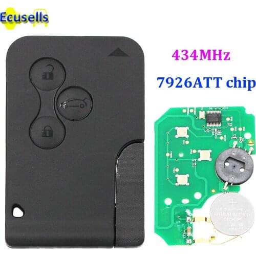 Smart card Remote key fob 3 button 434MHZ 7926ATT chip for Renault Megane Scenic 2003-2008