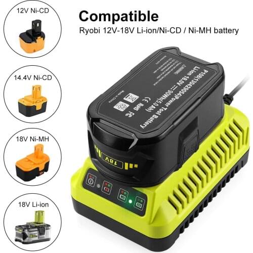 P117 Replacement Charger for Ryobi Ni-CD Ni-MH Li-ion 12V 14.4V 18V Battery P107 P108 P110 fast charging