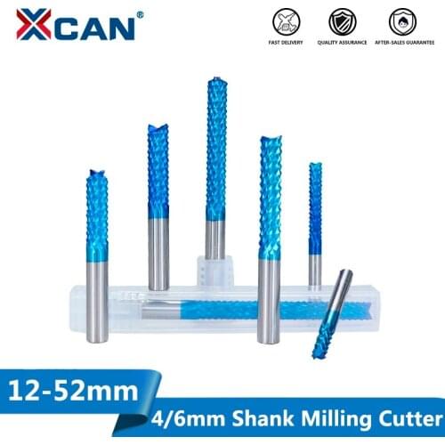 XCAN Carbide Corn End Mill 4/6mm Shank PCB Milling Cutter Nano Blue Coated PCB End Mill CNC Cutting Milling Tools