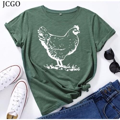Summer T Shirt Women Plus Size S-5XL 100% Cotton Female Short Sleeve Graphic Tshirts Hen Print Casual Oversized Tops Tee Shirt