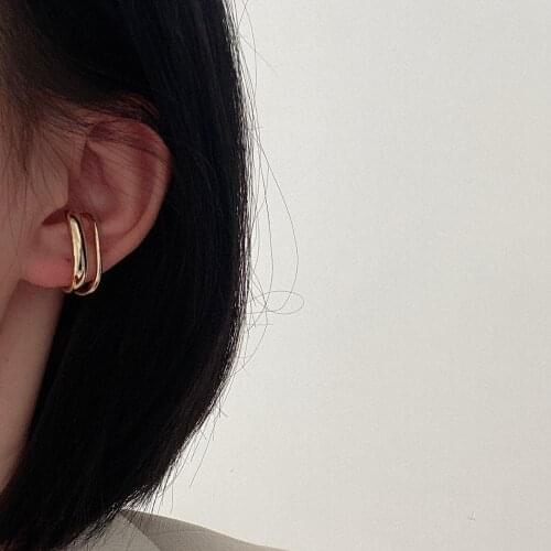 Lady Fashion Gold Double U Clip Earcuff Earrings for Women Simple Geometric Metal Ear Cuff Ear Jewelry