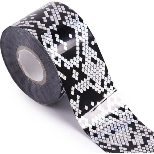 Snake Skin Print 120m*4cmLaser Holographic Nails Art Transfer Foil Stickers Nail Adhesives Decorations Supplies Decals
