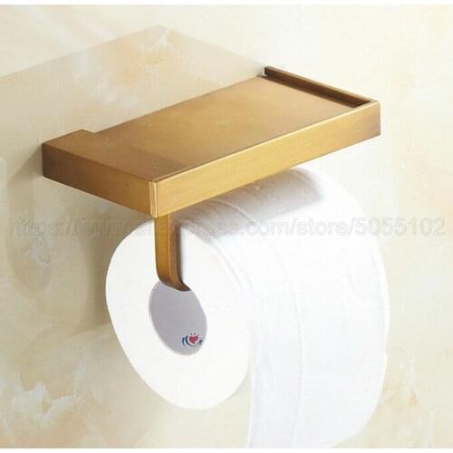 1PC New Brass bathroom paper phone holder with shelf bathroom Mobile phones towel rack toilet paper holder tissue boxes zba170