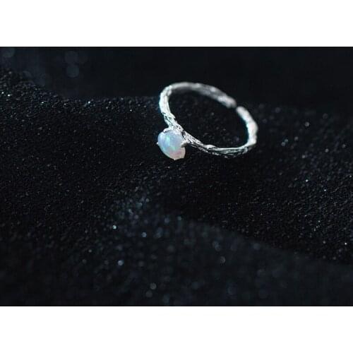 1pc Real. 925-Sterling Silver Jewelry Irregular Colored Opal oval Ring adjustable C-J9143