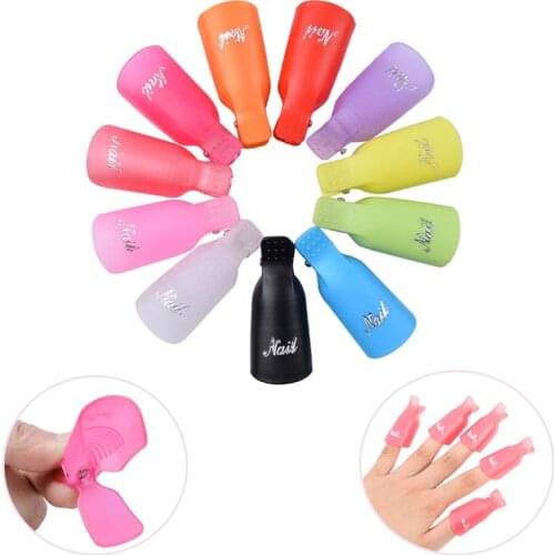 10Pcs/Set Nail Art Soak Caps Plastic Bagged Nails Clip Multi-color Clean Nail Auxiliary Tools for Help Remove Nail Polish