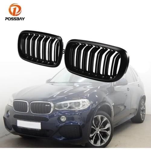 2Pcs Car Front Kindly Grill Double Lines Racing Grilles Matte Black Grills for BMW X5M X6M F85 F86 2015 2016 2017 2018-present