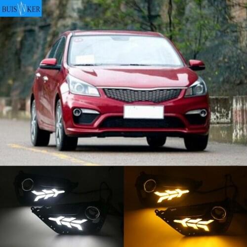 2pcs LED DRL lights Daytime Running Light Daylight yellow Signal fog lamp Styling lights For KIA K2 RIO 2016-2017