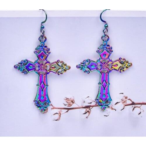 2021 Cross Ear Rings Drop Statement Earrings For Women Men Handmade Punk Vintage Unusual Earrings Goth Jewelry Gift Female girls