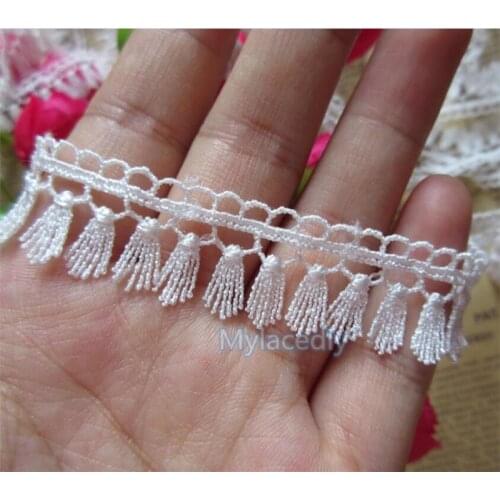 3 yards 18mm Soluble Polyester Fringe Tassel Embroidered Lace Trim Ribbon Fabric Handmade DIY Sewing Supplies Craft Decoration
