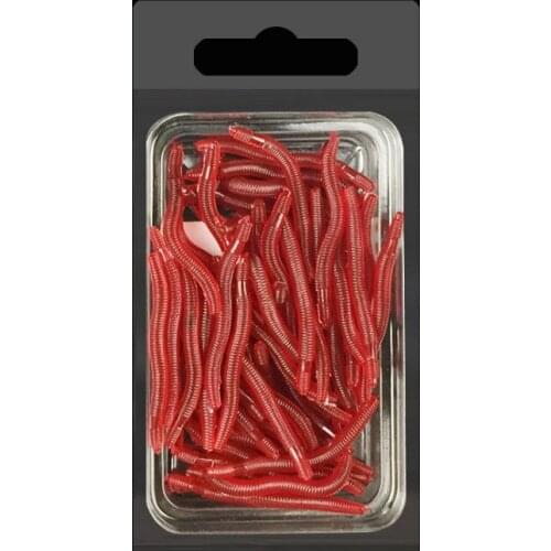 50pcs Soft Lure Fishing Simulation Earthworm red Worms Artificial Tackle Lifelike Fishy Smell Lures fresh seawater universal