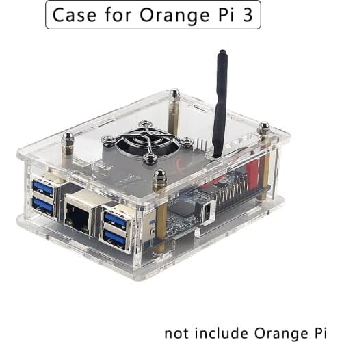 Acrylic Case for Orange Pi 3 Transparent Shell Box / Cooling Fan compatible for Orange Pi 3