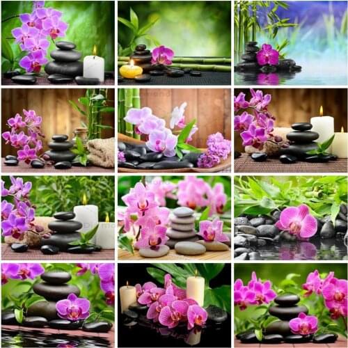 Diamond Painting Orchid Full Square/Round Rhinestones Diamond Embroidery Flowers Cross Stitch Picture Kits Wall Decoration