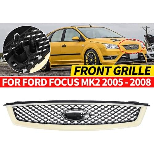 Car Black Front Centre Bumper Radiator Grille Upper Bonnet For Ford Focus Mk2 2005 2006 2007 2008 Car Styling Racing Grille