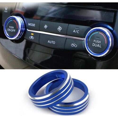 2pcs Auto Car AC Climate Control Ring Knob Trim Cover For Nissan Rogue X-Trail 2014-2018 waterproof car styling accessories
