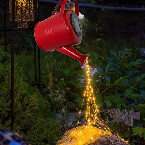 DIY Decor Lawn Lamp Garden Watering Can Art Light Waterproof Iron Outdoor Gardening Star Metal Solar Lights