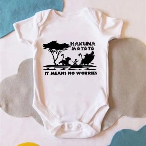 Infant Bodysuit Funny HAKUNA MATATA IT MEANS NO WORRIES Print Fun Toddler Jumpsuits Fashion Newborn Romper One-Pieces Clothes