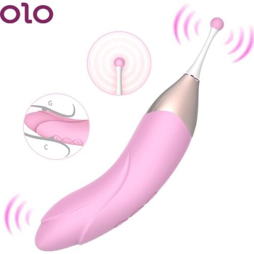 OLO Dual Head G-Spot Dildo Vibrator Powerful Vagina Massage Clitoris Nipple Stimulation Sex Toy For Women