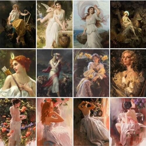 Character Embroidery Diamond Painting White Skirt Beauty Oil Painting Mosaic Picture Diy Cross Stitch Decorative Painting