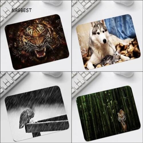 MRGBEST Animal Tiger Cat Bird Printed Mat Mice Small Size S Pads Keyboard Laptop PC Pad Natural Rubber Gaming Mat Desk Pad