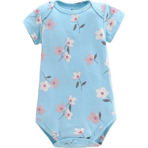 Summer Baby Unisex Clothes Infant Girls Boys Cotton Rompers Newborn Baby Shorts Sleeved Flower Bodysuits Clothes 3-24m