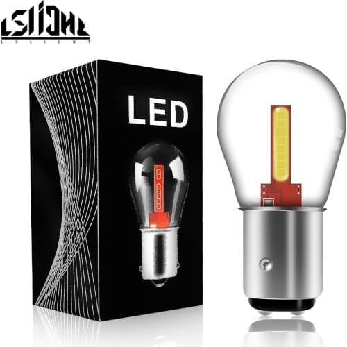 LSlight 1156 P21W BA15S 1157 BAY15D COB LED Filament Chip Car Signal Brake Lights Auto Reverse Bulb Parking Lamp 12V White