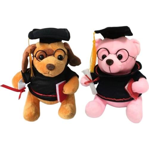 18cm Lovely Dr. Bear Plush Toy For Children Stuffed Soft Kawaii Teddy Bear Animal Dolls Graduation Gifts For Kids Girls Boy