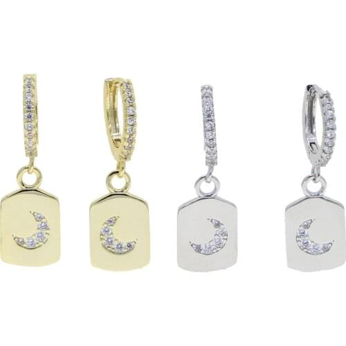 Minimalist dangle square Earrings Vintage Geometric moon pattern Earrings Party Accessories Jewelry Gift