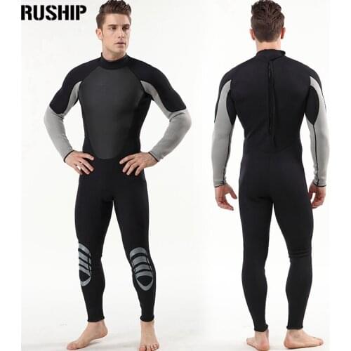 Men 3mm Neoprene long sleeve Elastic diving suits warm keeping patchwork Rash Guards swimwear Spearfishing snorkeling one piece