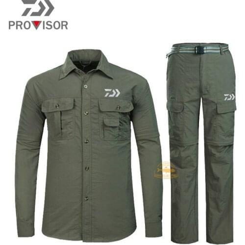Outdoor Quick Dry Fishing Clothes Suit 2020 DAIWA Fishing Clothing Detachable Pants Men Breathable Anti Uv Fishing Shirts