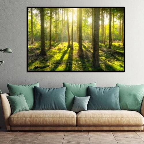 Bright Aaylight And Tree Wall Art Canvas Painting Landscape Poster Print Picture Modern Home Wall Decor For Living Room Decor