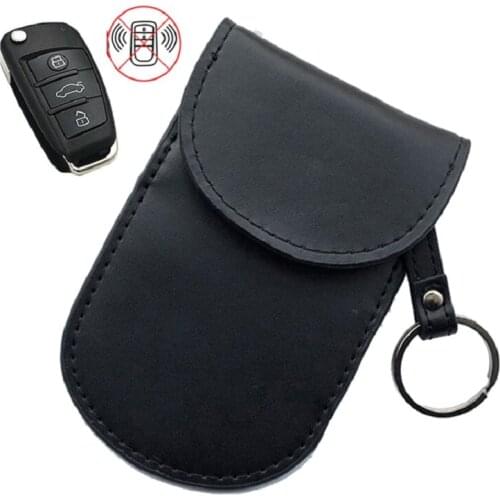 Genuine Leather Car Key RFID Signal Blocking Bag