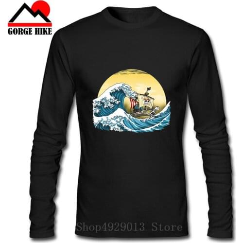 ONE PIECE T Shirt Funny Japanese Style Great Wave Off Kanagawa T-Shirt Mens Printed Tee Shirt pirate 3D Long Sleeve 3xl Tshirt