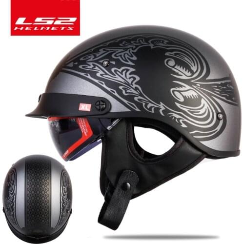 Original LS2 OF526 vintage Motorcycle Helmet with sunshield men open face retro helmets ls2 half face vespa helmet DOT approved