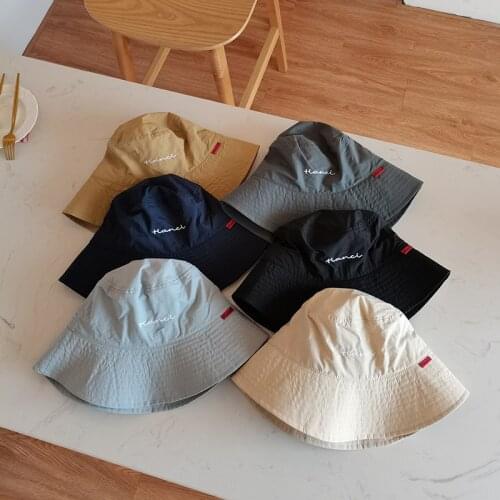 Japanese Unisex Cotton Foldable Bucket Hats Women Letter Embroidered Sunscreen Men Sunbonnet Outdoor Fisherman Hat Beach Cap