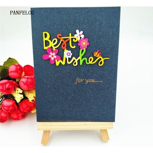 PANFELOU dies cutting dies best wishes Birthday card Scrapbooking DIY album cards paper die metal craft stencils punch cuts