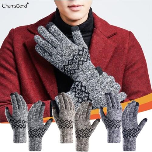 Touch Screen Gloves For Winter Wool Knitted Mens Gloves Female Warm Mitten Outdoor Driving Cold-proof Glove Guantes Invierno
