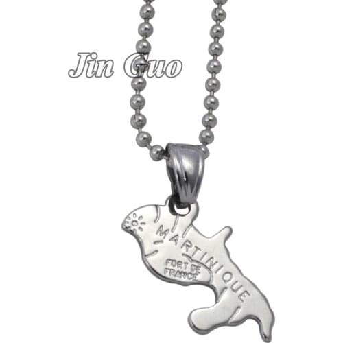 Jin Guo martinique map pendant & necklace country map martinique map jewelry