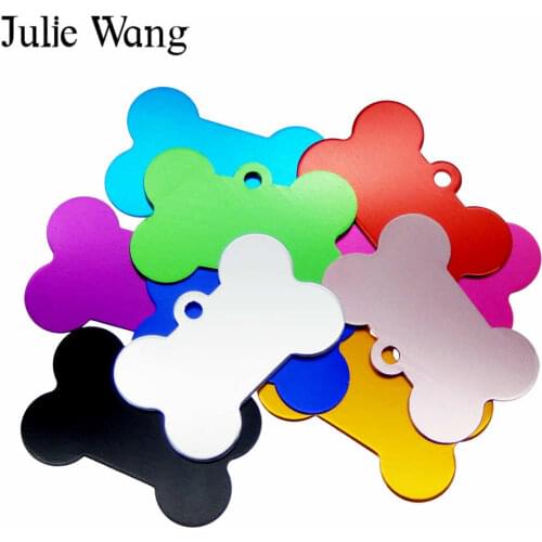Julie Wang 10PCS Blank Bone Dog Tag Charms Aluminum Alloy Pet ID Identity For Name Phone Number Jewelry Making
