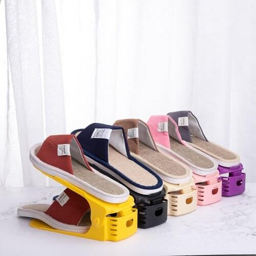 Durable Adjustable Shoe Holder Organizer Footwear Support Slot Space Saving Cabinet Closet Stand Shoes Storage Rack Shoebox