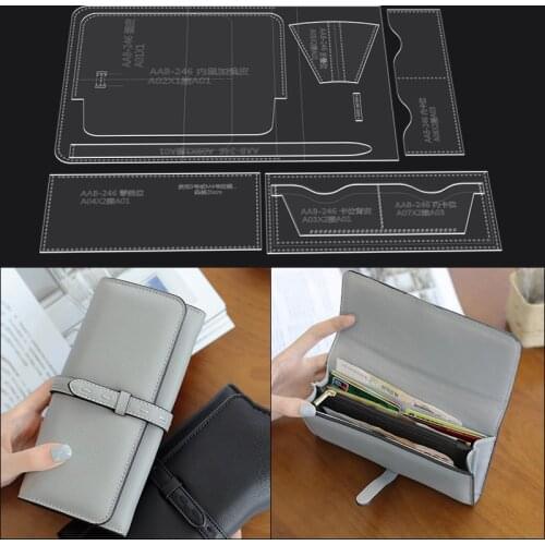 1 set of ladies wallet acrylic transparent template diy handmade leather craft tools sewing pattern 19.2cm * 10cm