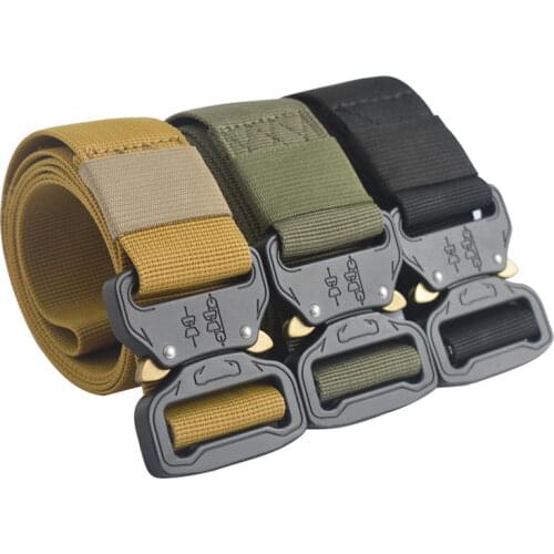Army Canvas Belt Men Tactical Designer Belts For Jeans Pants Elastic Nylon 4.3 CM Wide Belt Black Metal Buckle Waist Belt