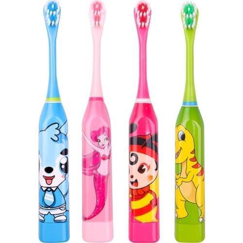 New Cute Cartoon Children Ultrasonic Waterproof Electric Toothbrush Home Soft Hair No USB Rechargeable Teeth Brush Battery Power